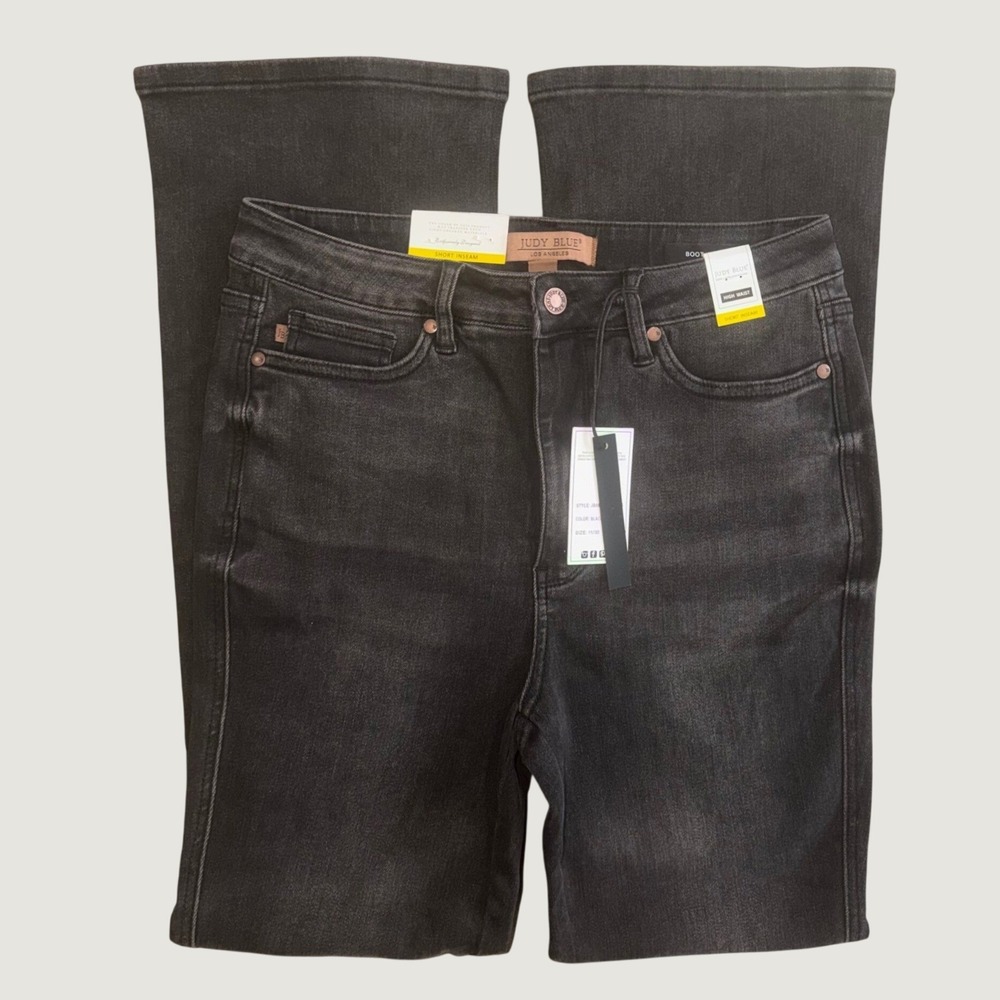 Judy Blue High Waist Bootcut Jeans Black Tummy Control Short Inseam 11/30 NEW